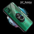 For Huawei P40 Lite Shockproof Transparent TPU + Acrylic Protective Case with Ring Holder(Black)