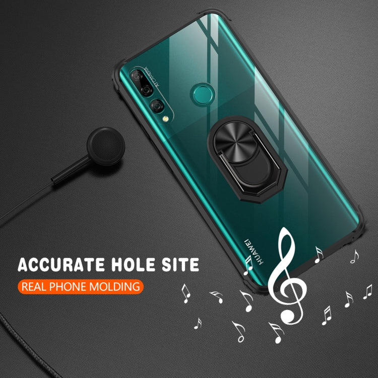 For Huawei Y9 Prime (2019) Shockproof Transparent TPU + Acrylic Protective Case with Ring Holder(Black)