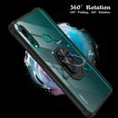 For Huawei Y9 Prime (2019) Shockproof Transparent TPU + Acrylic Protective Case with Ring Holder(Black)