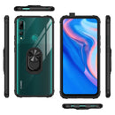 For Huawei Y9 Prime (2019) Shockproof Transparent TPU + Acrylic Protective Case with Ring Holder(Black and Silver)