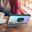 For Huawei Y9s Shockproof Transparent TPU + Acrylic Protective Case with Ring Holder(Black and Silver)
