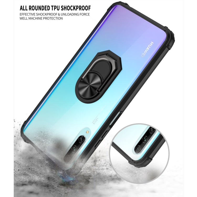 For Huawei Y9s Shockproof Transparent TPU + Acrylic Protective Case with Ring Holder(Red)
