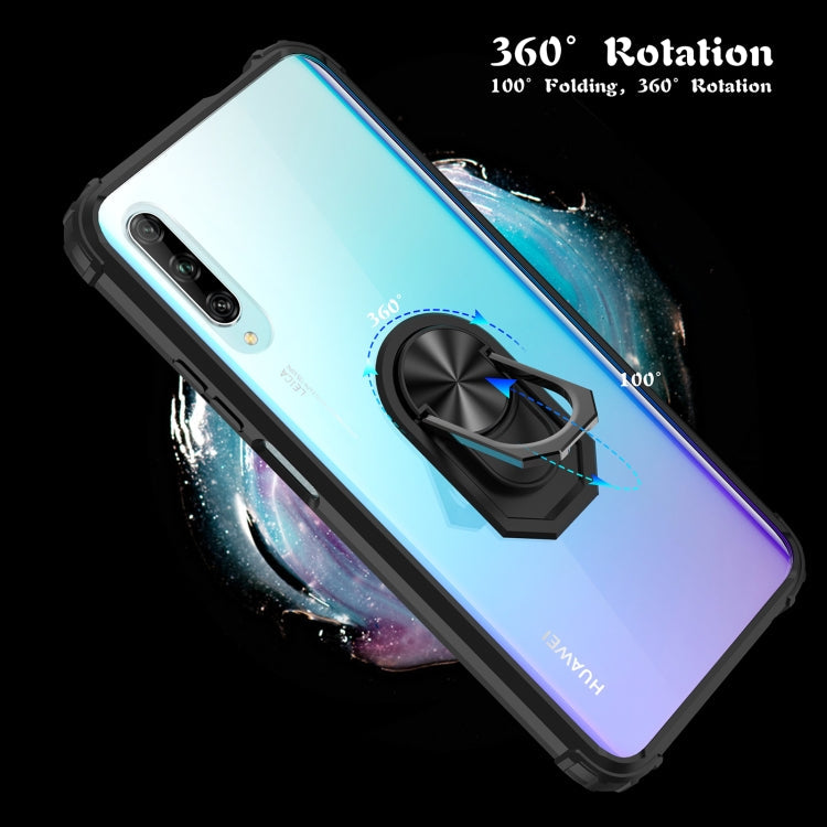 For Huawei Y9s Shockproof Transparent TPU + Acrylic Protective Case with Ring Holder(Red)