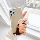 TPU + Acrylic Four Drop Luxury Plating Mirror Phone Case Cover For iPhone 12 / 12 Pro(Gold)
