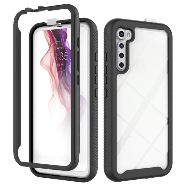 For Motorola Moto One Fusion Plus Starry Sky Solid Color Series Shockproof PC + TPU Protective Case(Black)