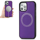 Cross Texture Embossing Magnetic PU + TPU Protective MagSafe Case For iPhone 12 Pro Max(Purple)