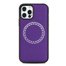 Cross Texture Embossing Magnetic PU + TPU Protective MagSafe Case For iPhone 12 Pro Max(Purple)