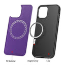 Cross Texture Embossing Magnetic PU + TPU Protective MagSafe Case For iPhone 12 Pro Max(Purple)