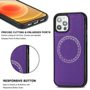 Cross Texture Embossing Magnetic PU + TPU Protective MagSafe Case For iPhone 12 Pro Max(Purple)