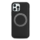 Cross Texture Embossing Magnetic PU + TPU Protective MagSafe Case For iPhone 12 Pro Max(Black)