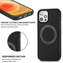 Cross Texture Embossing Magnetic PU + TPU Protective MagSafe Case For iPhone 12 Pro Max(Black)
