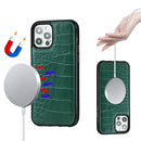 Crocodile Texture Embossing Magnetic PU + TPU Protective Magsafe Case For iPhone 12 mini(Green)