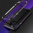 Blade Series Lens Protector + Metal Frame Protective Case For iPhone 12 Pro Max(Black Purple)
