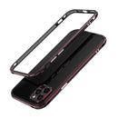 Aurora Series Lens Protector + Metal Frame Protective Case For iPhone 12(Black Red)