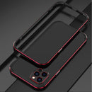 Aurora Series Lens Protector + Metal Frame Protective Case For iPhone 12(Black Red)