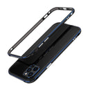 Aurora Series Lens Protector + Metal Frame Protective Case For iPhone 12(Black Blue)
