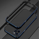 Aurora Series Lens Protector + Metal Frame Protective Case For iPhone 12(Black Blue)