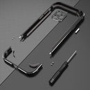 Aurora Series Lens Protector + Metal Frame Protective Case For iPhone 12 Pro Max(Black Silver)