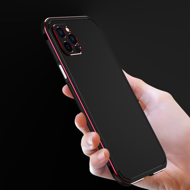 Aurora Series Lens Protector + Metal Frame Protective Case For iPhone 12 Pro Max(Black Silver)