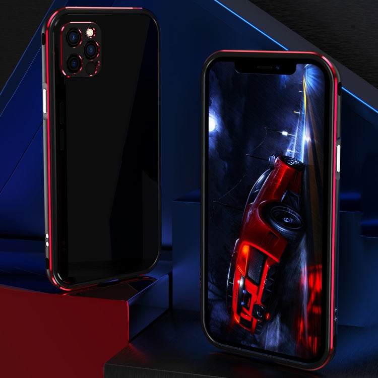 Aurora Series Lens Protector + Metal Frame Protective Case For iPhone 12 Pro Max(Black Silver)