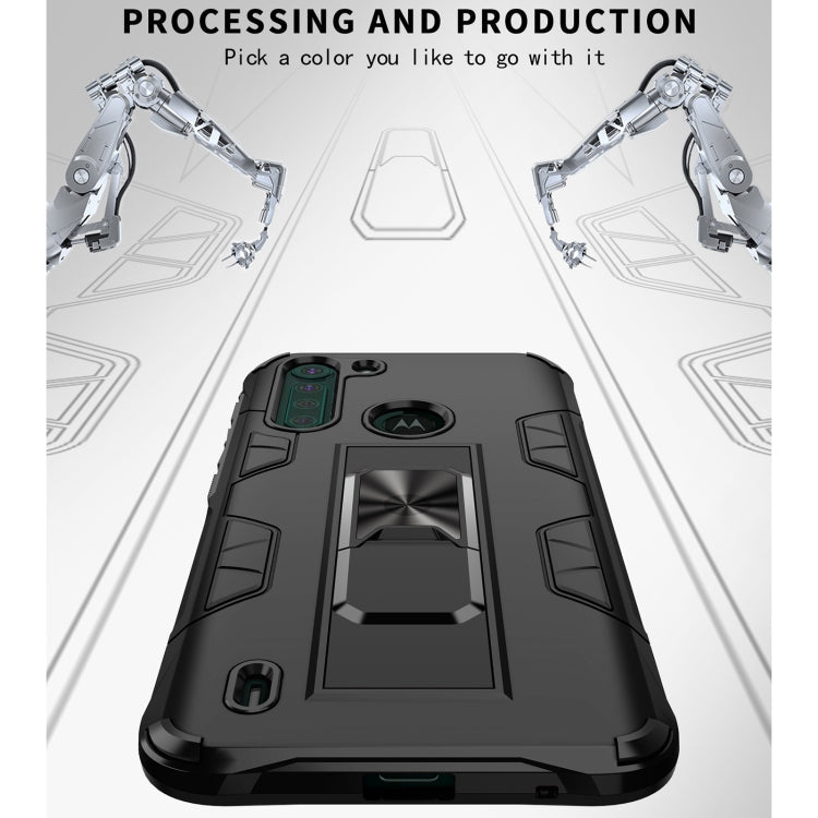 For Motorola One Fusion Soldier Armor Shockproof TPU + PC Magnetic Protective Case with Holder(Red)