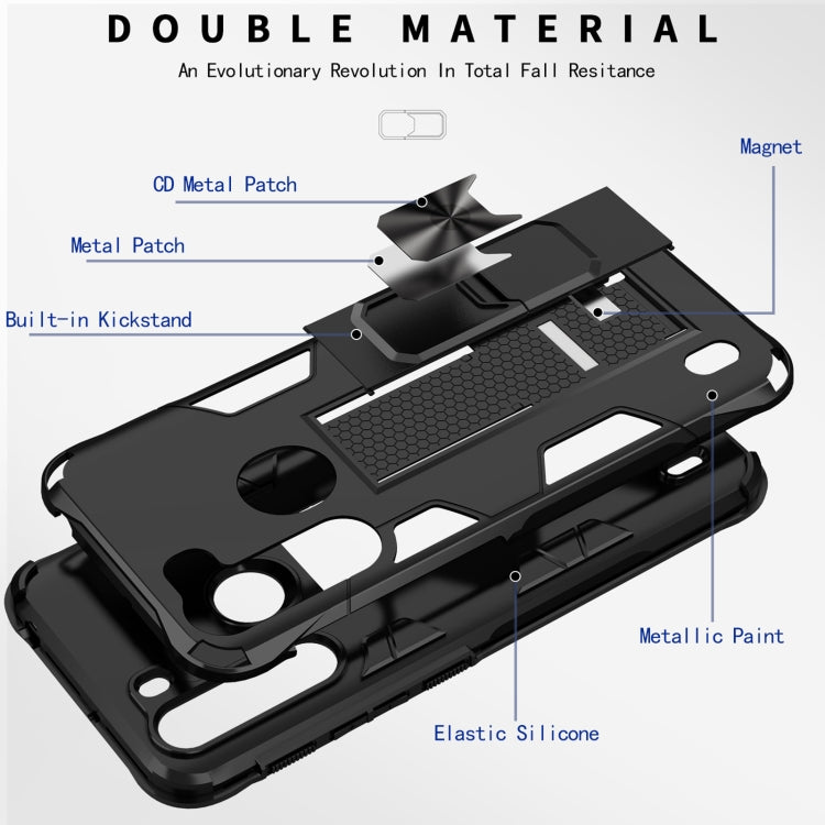 For Motorola One Fusion Soldier Armor Shockproof TPU + PC Magnetic Protective Case with Holder(Red)