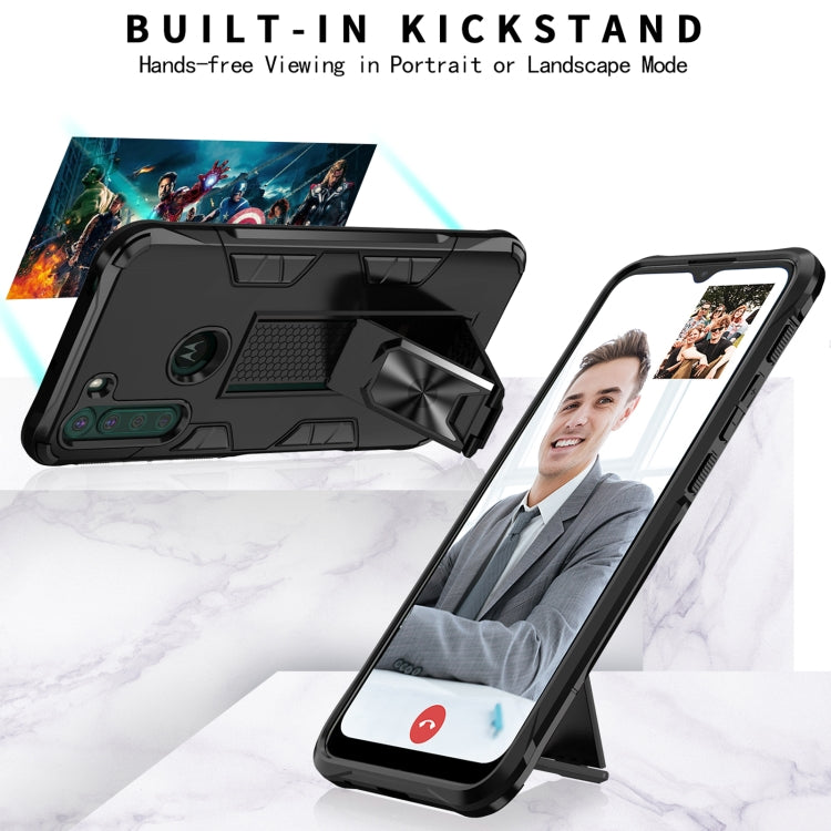 For Motorola One Fusion Soldier Armor Shockproof TPU + PC Magnetic Protective Case with Holder(Red)