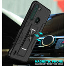 For Motorola One Fusion Soldier Armor Shockproof TPU + PC Magnetic Protective Case with Holder(Blue)