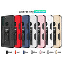 For Motorola One Fusion Soldier Armor Shockproof TPU + PC Magnetic Protective Case with Holder(Blue)