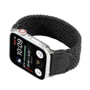 Nylon + Leather Braided Watch Band For Apple Watch Series 8&7 41mm / SE 2&6&SE&5&4 40mm / 3&2&1 38mm, Size:L(Black)