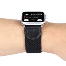Nylon + Leather Braided Watch Band For Apple Watch Series 8&7 41mm / SE 2&6&SE&5&4 40mm / 3&2&1 38mm, Size:L(Black)