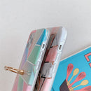 Plating Marble Pattern Soft TPU Protective Case with Ring Holder For iPhone 12 Pro Max(Dark Green Lattice)