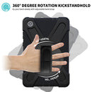 For Lenovo Tab M8 Shockproof Colorful Silicone + PC Protective Case with Holder & Hand Grip Strap & Shoulder Strap(Black)