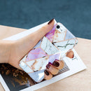 Full Plating Splicing Gilding Protective Case For iPod Touch 6 / 5(Purple White Marble Color Matching)
