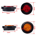 4 PCS Truck Trailer Red & Amber LED 2.5 inch Round Side Marker Clearance Tail Light Kits with Heat Shrink Tube