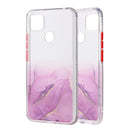 For Xiaomi Redmi 9C Marble Pattern Glittery Powder Shockproof TPU Case with Detachable Buttons(Purple)