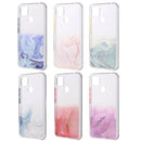 For Xiaomi Redmi 9C Marble Pattern Glittery Powder Shockproof TPU Case with Detachable Buttons(Purple)
