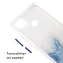 For Xiaomi Redmi 9C Marble Pattern Glittery Powder Shockproof TPU Case with Detachable Buttons(Purple)