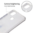 For Xiaomi Redmi 9C Marble Pattern Glittery Powder Shockproof TPU Case with Detachable Buttons(Purple)