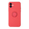 Solid Color Liquid Silicone Shockproof Full Coverage Protective Case with Ring Holder For iPhone 12 Pro Max(Camellia Red)