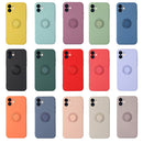 Solid Color Liquid Silicone Shockproof Full Coverage Protective Case with Ring Holder For iPhone 12 Pro Max(Cherry Purple)
