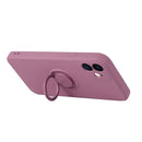 Solid Color Liquid Silicone Shockproof Full Coverage Protective Case with Ring Holder For iPhone 12 Pro Max(Cherry Purple)