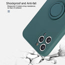Solid Color Liquid Silicone Shockproof Full Coverage Protective Case with Ring Holder For iPhone 12 Pro Max(Camellia Red)
