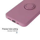 Solid Color Liquid Silicone Shockproof Full Coverage Protective Case with Ring Holder For iPhone 12 Pro Max(Cherry Purple)