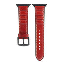 Genuine Leather Watch Band For Apple Watch Series 7 45mm / 6 & SE & 5 & 4 44mm / 3 & 2 & 1 42mm(Red)