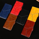For OnePlus 6T Geometric Stitching Horizontal Flip TPU + PU Leather Case with Holder & Card Slots & Wallet(Red)
