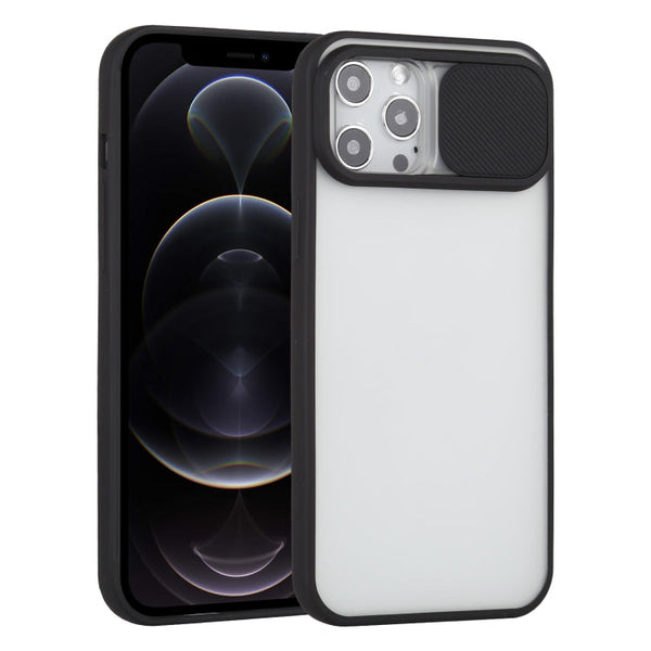 Sliding Camera Cover Design TPU Protective Case For iPhone 12 Pro(Black)