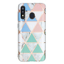 For Samsung Galaxy A20 / A30 Flat Plating Splicing Gilding Protective Case(Blue White Green Pink Color Matching)