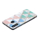 For Samsung Galaxy A20 / A30 Flat Plating Splicing Gilding Protective Case(Blue White Green Pink Color Matching)