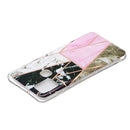 For Samsung Galaxy A21s Flat Plating Splicing Gilding Protective Case(Grey Pink White Marble Color Matching)
